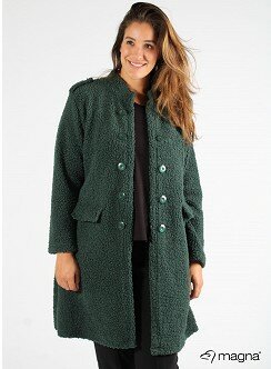 MAGNA N-8005 -Teddy Button Detail Jacket 038 - Bottle Green