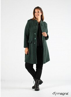 MAGNA N-8005 -Teddy Button Detail Jacket 038 - Bottle Green