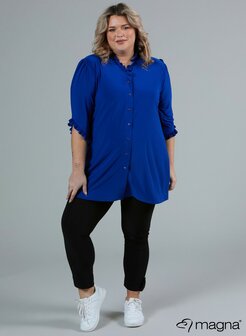 C-2402 - Solid Frill Button Tunic 060 Royal Blue