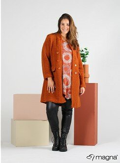 MAGNA N-8005 -Teddy Button Detail Jacket 063 - N. Orange