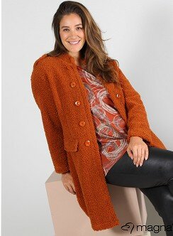 MAGNA N-8005 -Teddy Button Detail Jacket 063 - N. Orange