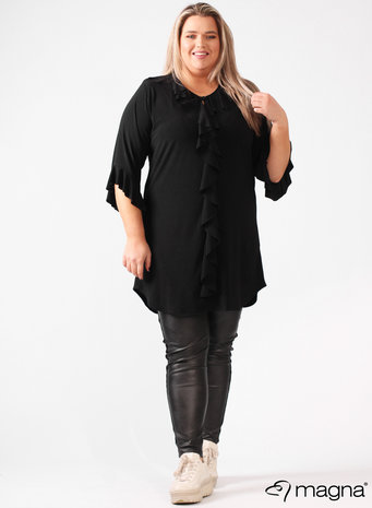 C-2109 - Frill Tunic Solid zwart