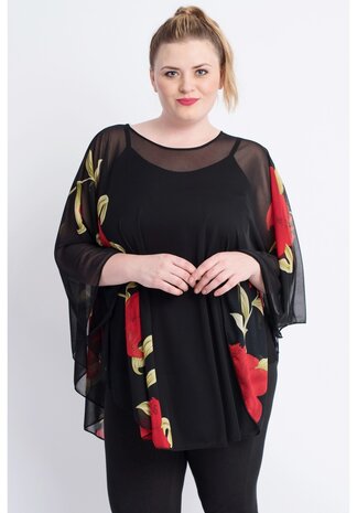 M-04 ROOD BLOEM PONCHO M-04 - 1 MAAT