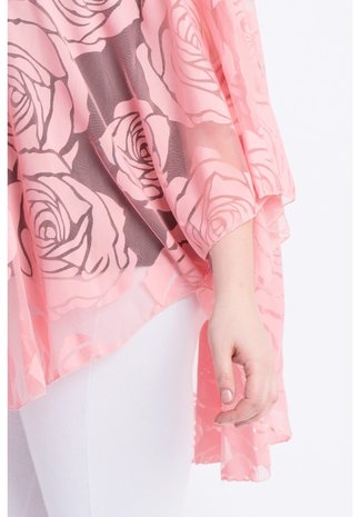 M-04 ROSE KANTEN PONCHO M-04 - PONCHO WINGS CHIFFON- PRINT 1 MAAT