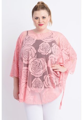 M-04 ROSE KANTEN PONCHO M-04 - PONCHO WINGS CHIFFON- PRINT 1 MAAT